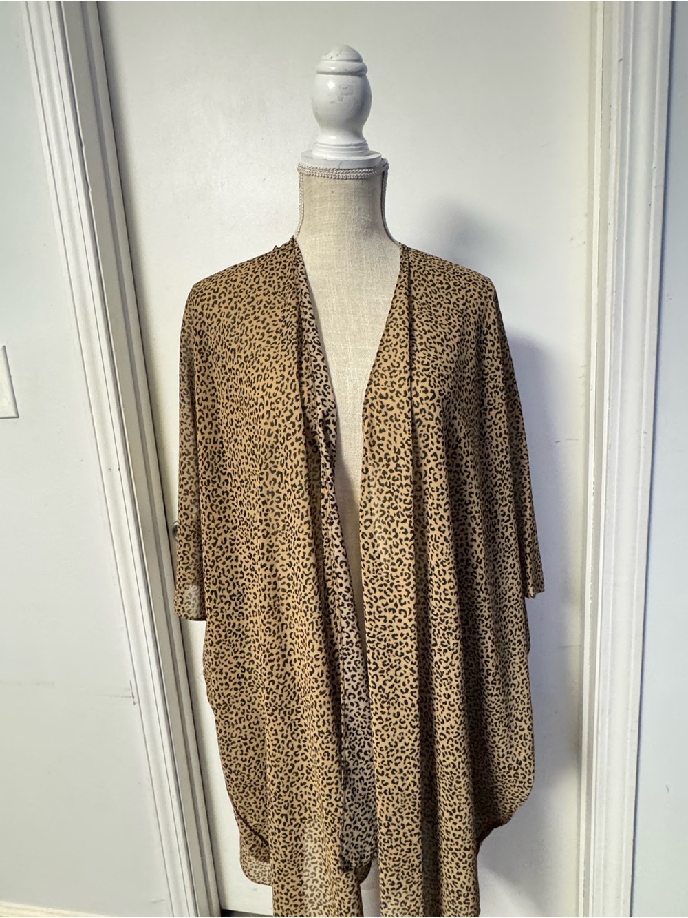 Newbury Kustom Leopard Print Open Cardigan - Tan and Black